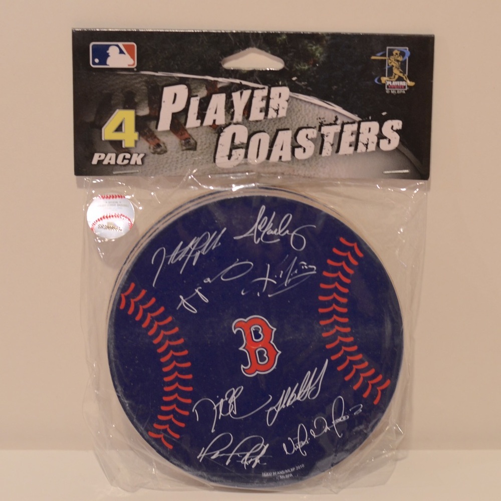 MLB Red Sox 4 pack of coasters Players Signatures